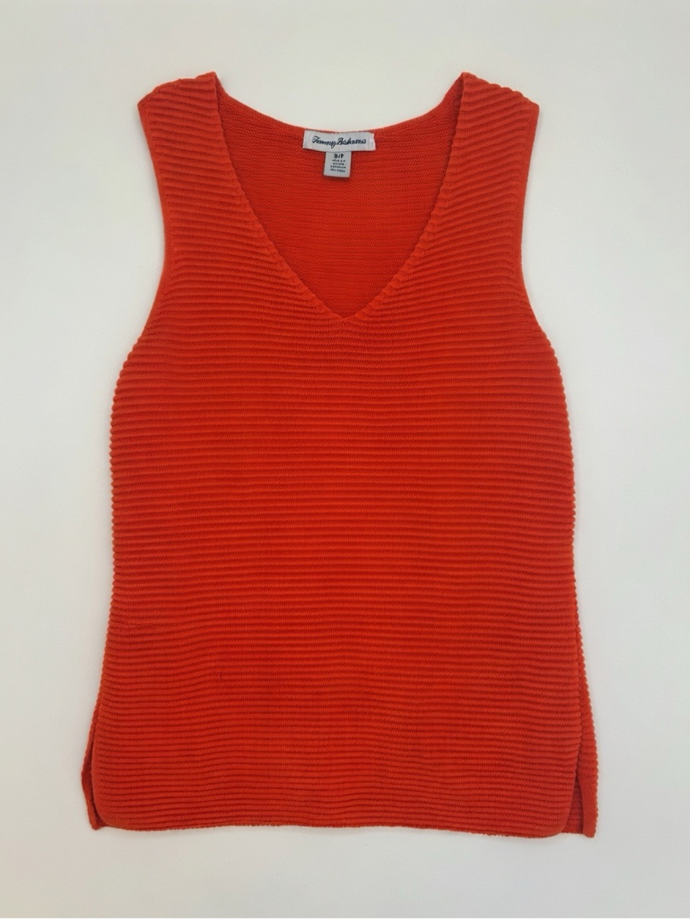 Tommy Bahama Bright Orange Ribbed V-Neck Tank